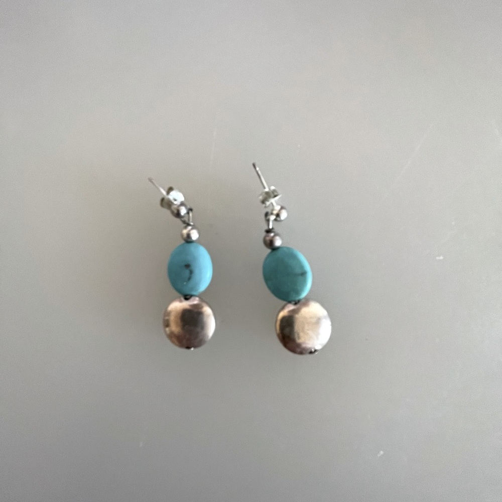 Sterling silver turquoise post drop earrings